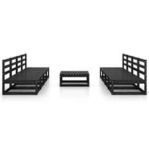 vidaXL 9-delige Loungeset massief grenenhout zwart