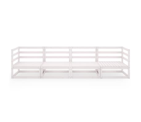 vidaXL Outdoor-Sofa 4-Sitzer Wei&szlig; Massivholz Kiefer