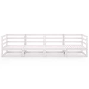 vidaXL Outdoor-Sofa 4-Sitzer Wei&szlig; Massivholz Kiefer