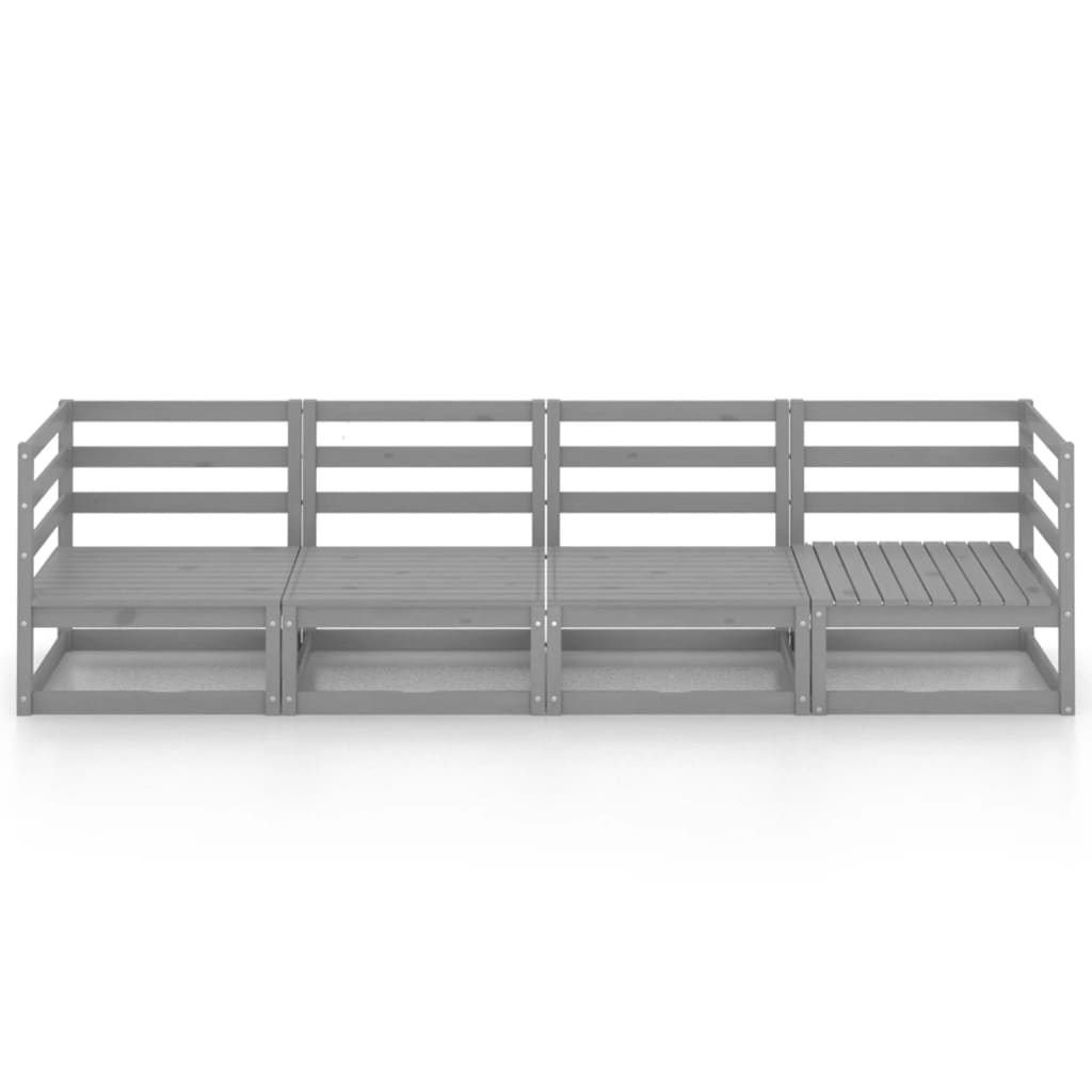 

vidaXL Tuinbank 4-zits massief grenenhout grijs