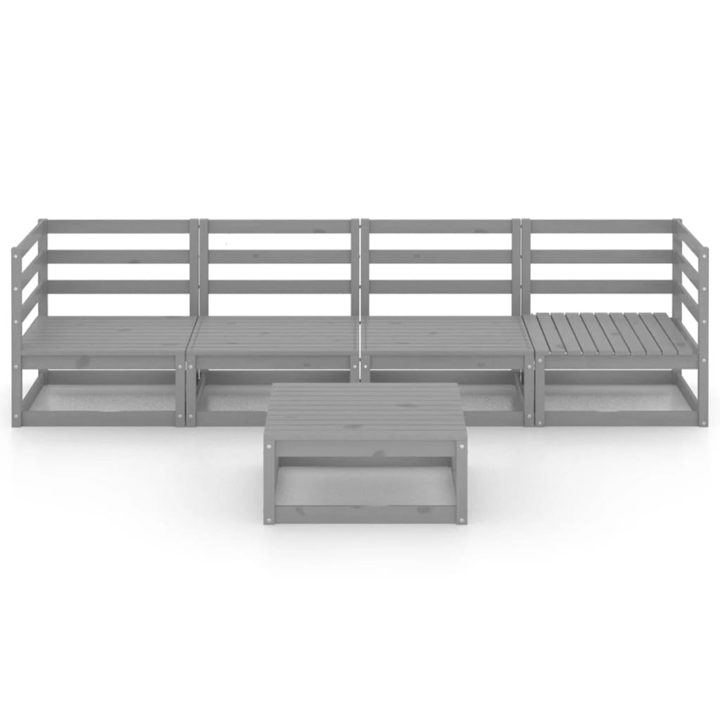 

vidaXL 5-delige Loungeset massief grenenhout grijs