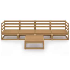 vidaXL Sodo poilsio baldų komplektas, 5 dalių, medaus rudas, pu&scaron;is