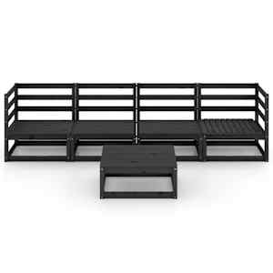 vidaXL Sodo poilsio baldų komplektas, 5 dalių, juodas, pu&scaron;ies masyvas