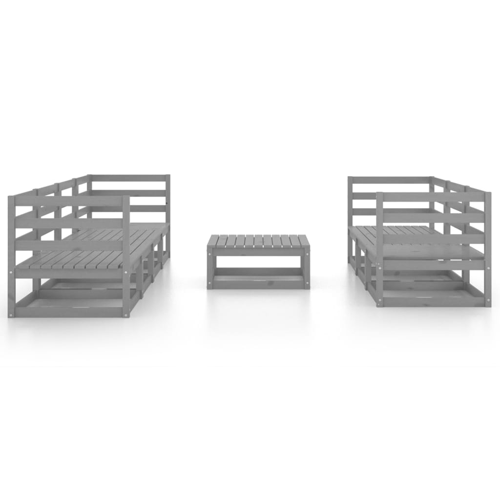 

vidaXL 8-delige Loungeset massief grenenhout grijs