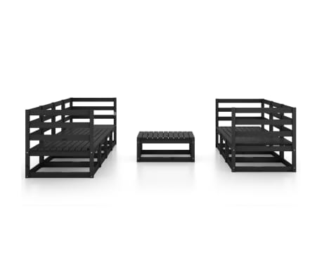 vidaXL Sodo poilsio baldų komplektas, 8 dalių, juodas, pu&scaron;ies masyvas