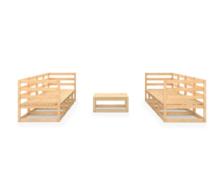 vidaXL Sodo poilsio baldų komplektas, 9 dalių, pu&scaron;ies medienos masyvas