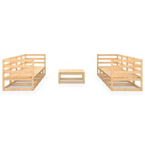 vidaXL Sodo poilsio baldų komplektas, 9 dalių, pu&scaron;ies medienos masyvas