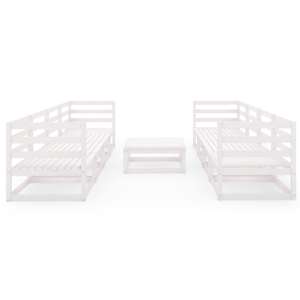 vidaXL Sodo poilsio baldų komplektas, 9 dalių, baltas, pu&scaron;ies masyvas