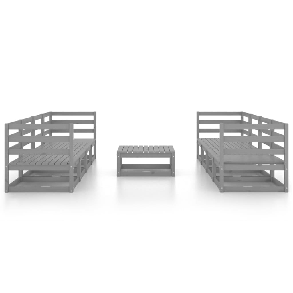 

vidaXL 9-delige Loungeset massief grenenhout grijs