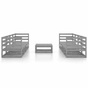 vidaXL Sodo poilsio baldų komplektas, 9 dalių, pilkas, pu&scaron;ies masyvas