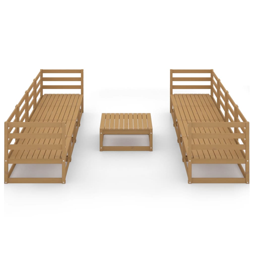 

vidaXL 9-delige Loungeset massief grenenhout honingbruin