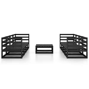 vidaXL Sodo poilsio baldų komplektas, 9 dalių, juodas, pu&scaron;ies masyvas