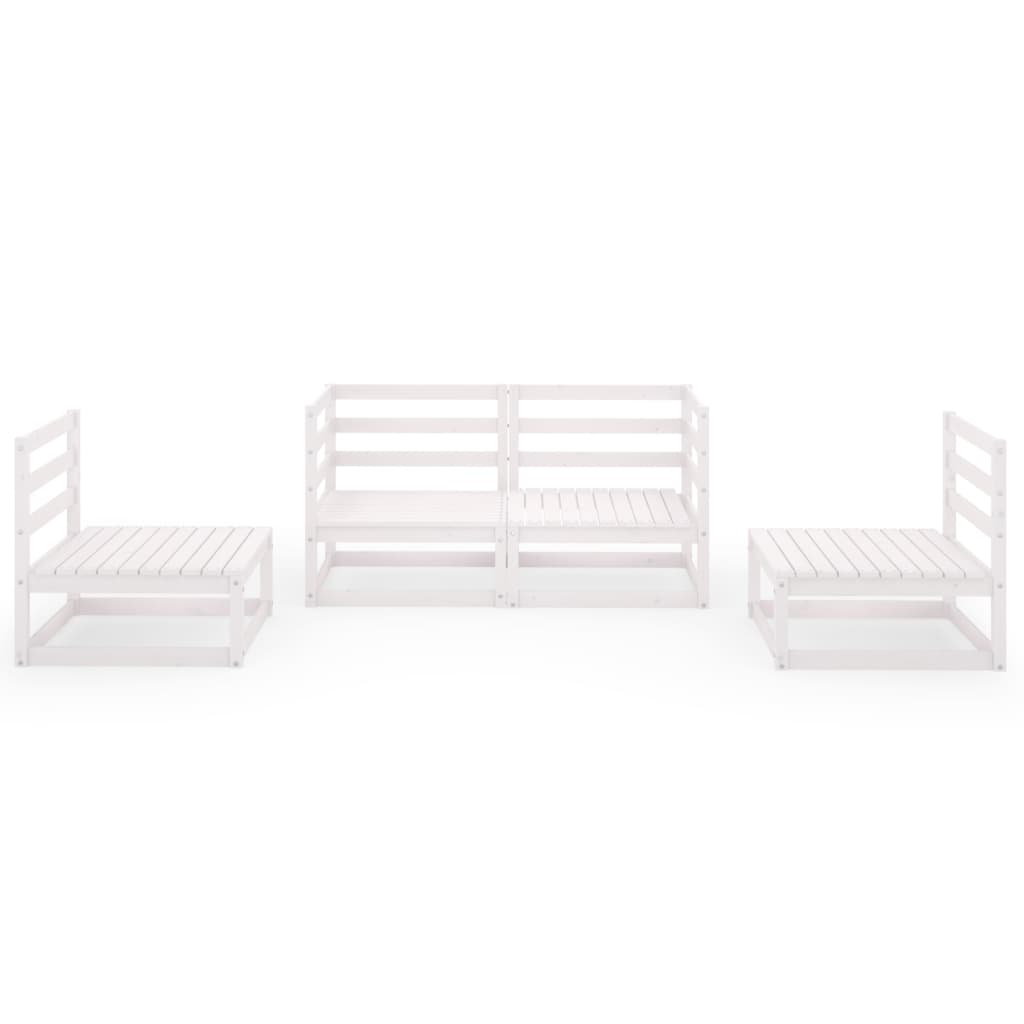 vidaXL 4-delige Loungeset massief grenenhout wit afbeelding