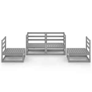 vidaXL Sodo poilsio baldų komplektas, 4 dalių, pilkas, pu&scaron;ies masyvas