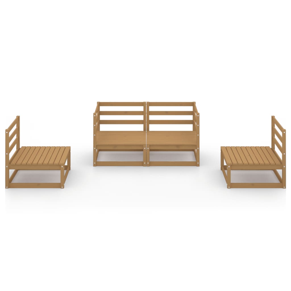 

vidaXL 4-delige Loungeset massief grenenhout honingbruin