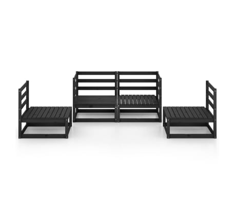 vidaXL Sodo poilsio baldų komplektas, 4 dalių, juodas, pu&scaron;ies masyvas