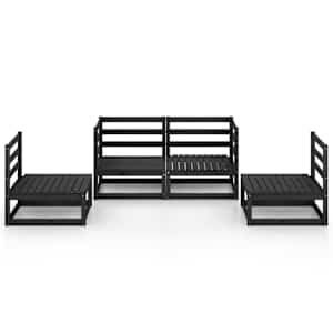vidaXL Sodo poilsio baldų komplektas, 4 dalių, juodas, pu&scaron;ies masyvas