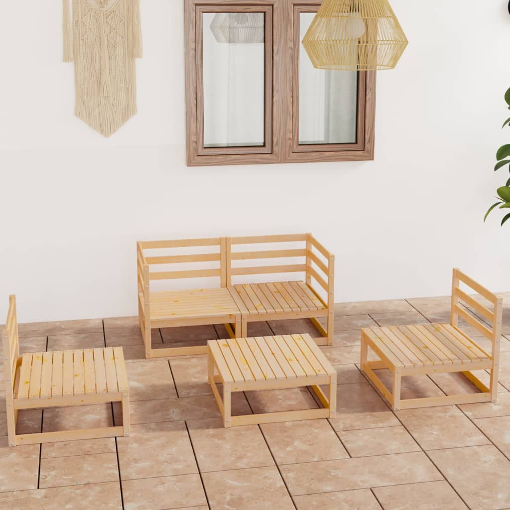 Salon de jardin 5 pcs Bois de pin massif