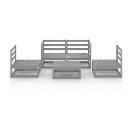 vidaXL Hagesofagruppe 5 deler gr&aring; heltre furu