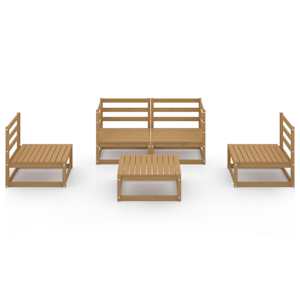 vidaXL Sodo poilsio baldų komplektas, 5 dalių, medaus rudas, pu&scaron;is