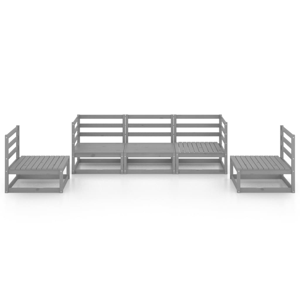 

vidaXL 5-delige Loungeset massief grenenhout grijs