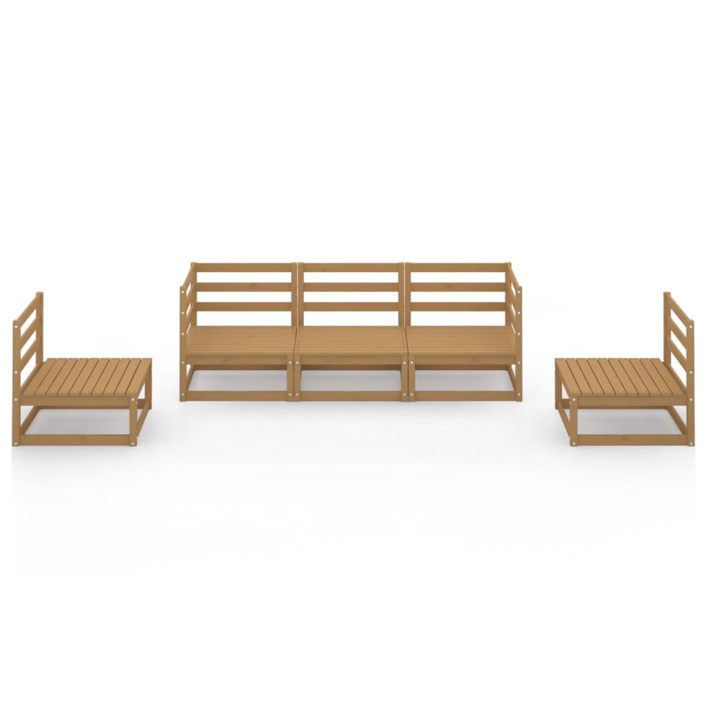 

vidaXL 5-delige Loungeset massief grenenhout honingbruin