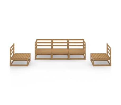 vidaXL Sodo poilsio baldų komplektas, 5 dalių, rudas, pu&scaron;ies masyvas