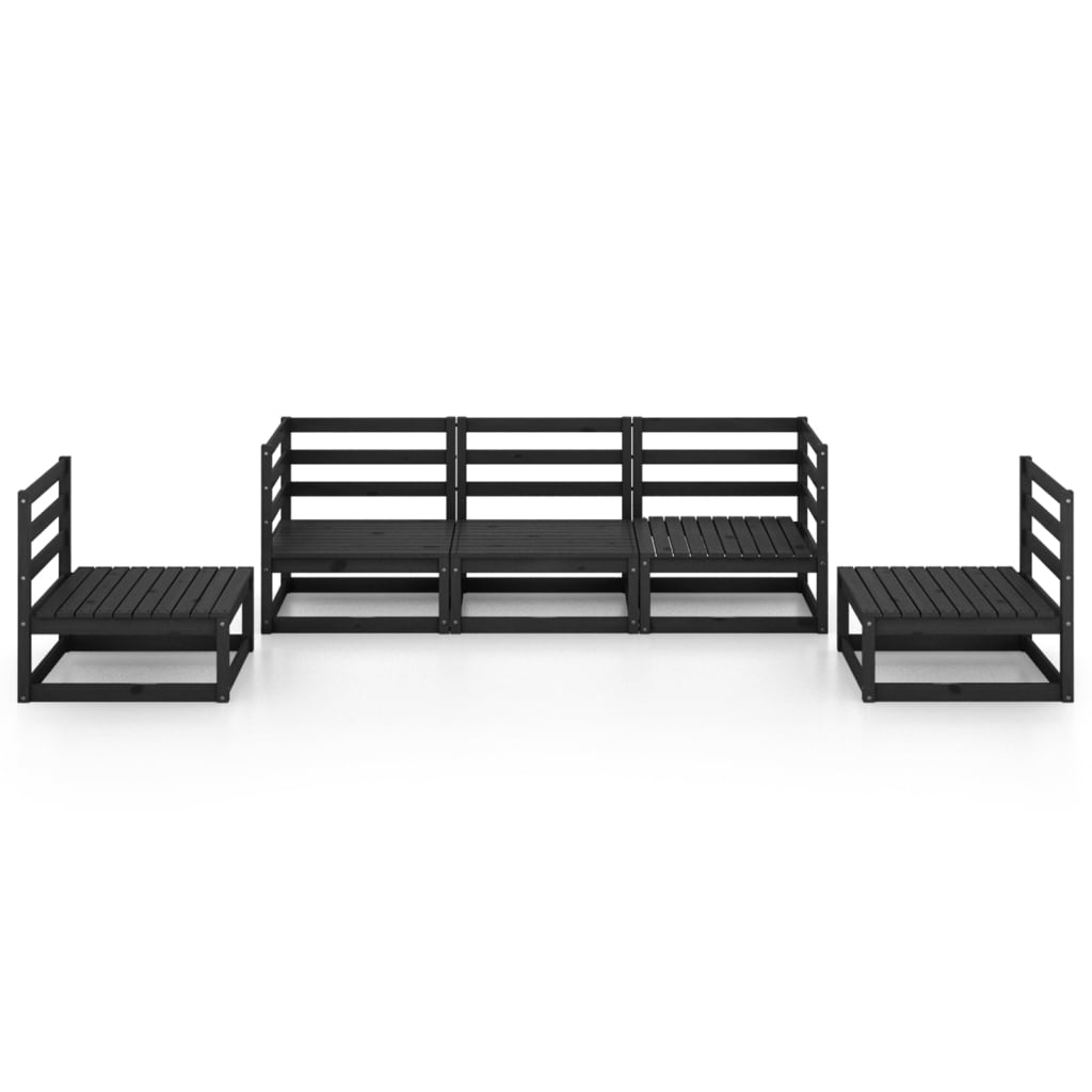 

vidaXL 5-delige Loungeset massief grenenhout zwart