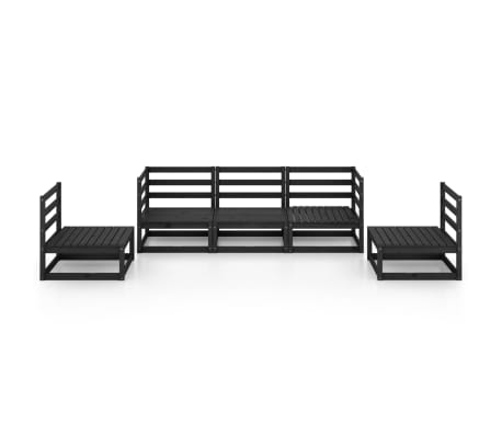 vidaXL Sodo poilsio baldų komplektas, 5 dalių, juodas, pu&scaron;ies masyvas