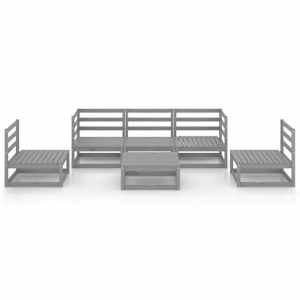 vidaXL Sodo poilsio baldų komplektas, 6 dalių, pilkas, pu&scaron;ies masyvas