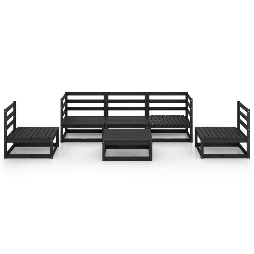 

vidaXL 6-delige Loungeset massief grenenhout zwart