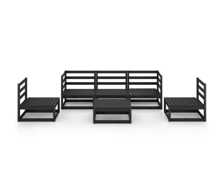 vidaXL Sodo poilsio baldų komplektas, 6 dalių, juodas, pu&scaron;ies masyvas