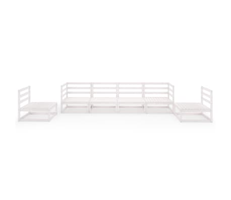 vidaXL Sodo poilsio baldų komplektas, 6 dalių, baltas, pu&scaron;ies masyvas