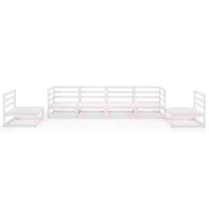 vidaXL Sodo poilsio baldų komplektas, 6 dalių, baltas, pu&scaron;ies masyvas