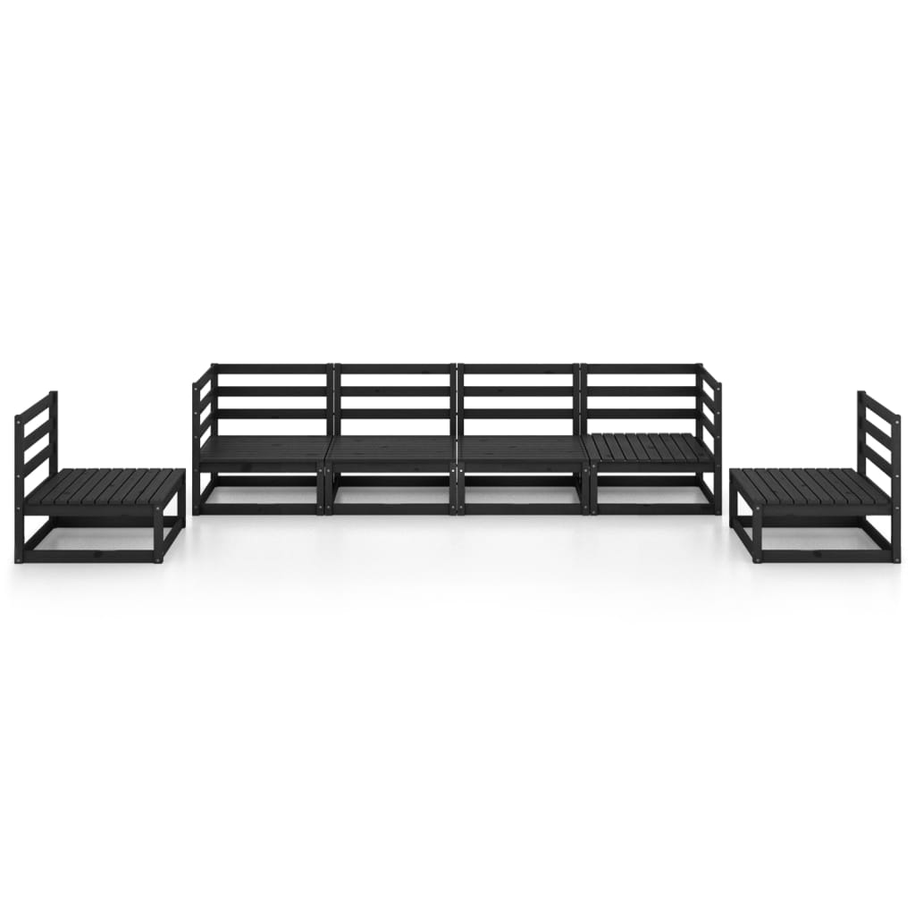 

vidaXL 6-delige Loungeset massief grenenhout zwart