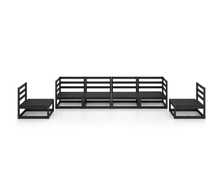 vidaXL Salon de jardin 6 pcs noir bois de pin massif