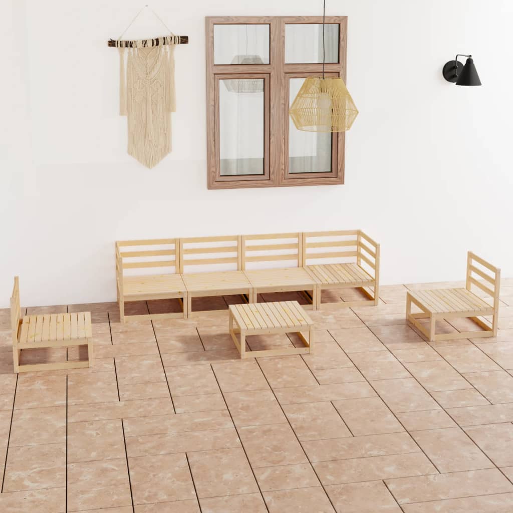 7-tlg. Garten-Lounge-Set Massivholz Kiefer