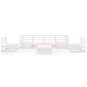 vidaXL Sodo poilsio baldų komplektas, 7 dalių, baltas, pu&scaron;ies masyvas