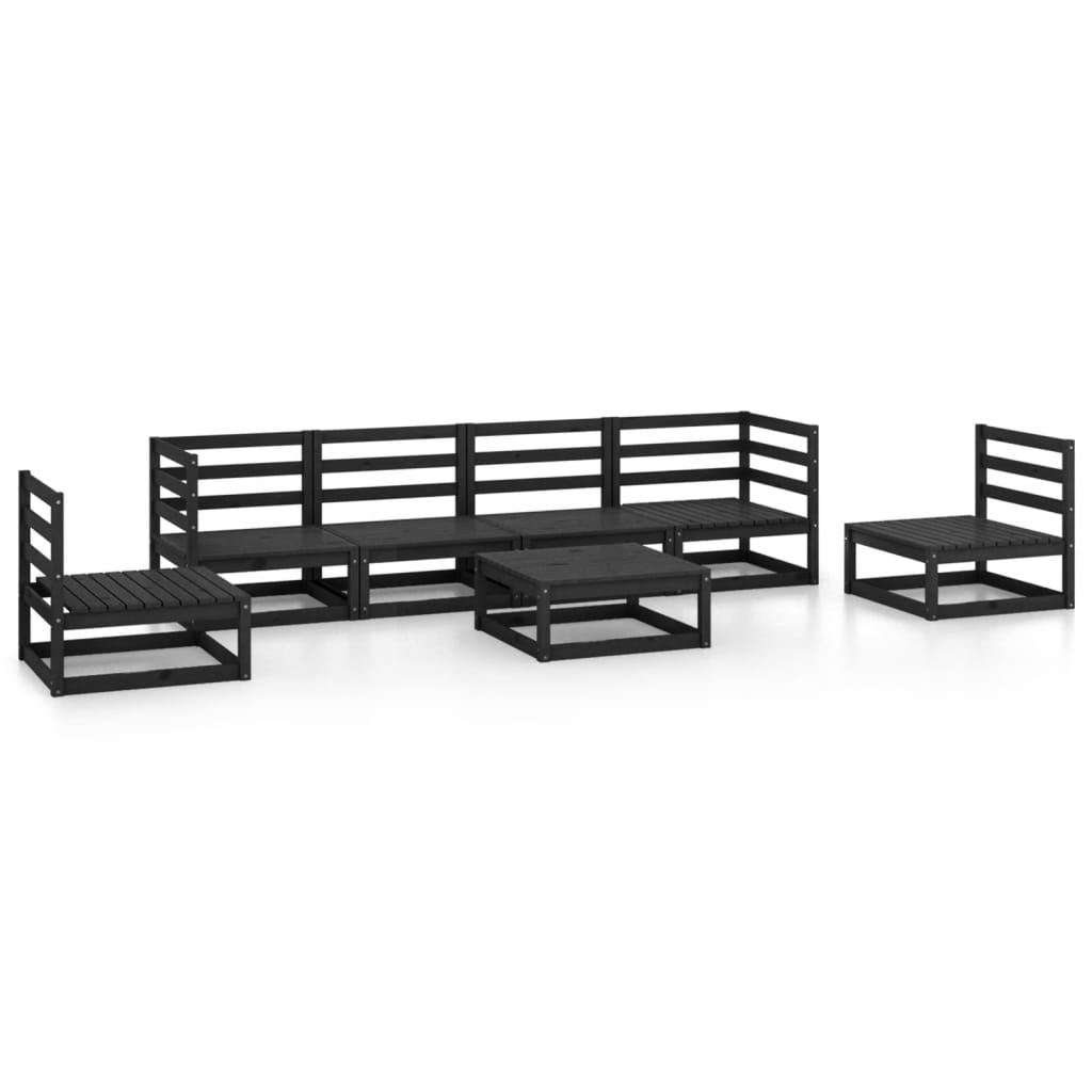 Thumbnail - vidaXL 7-tlg. Garten-Lounge-Set Schwarz Massivholz Kiefer