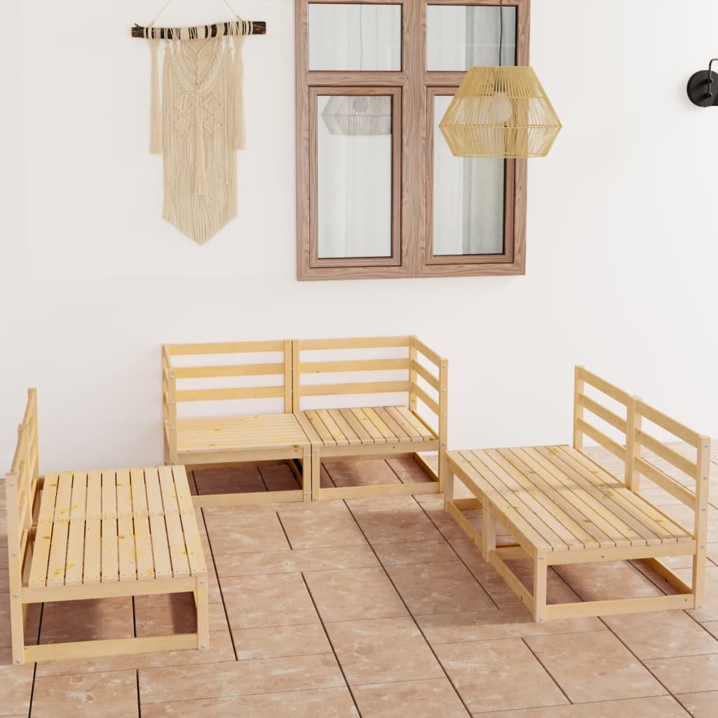 6-tlg. Garten-Lounge-Set Massivholz Kiefer