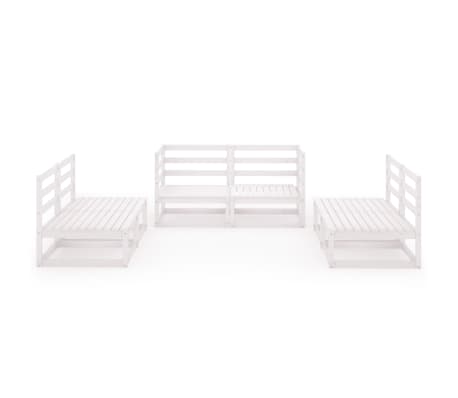 vidaXL Sodo poilsio baldų komplektas, 6 dalių, baltas, pu&scaron;ies masyvas