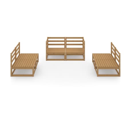 vidaXL Salon de jardin 6 pcs marron miel bois de pin massif