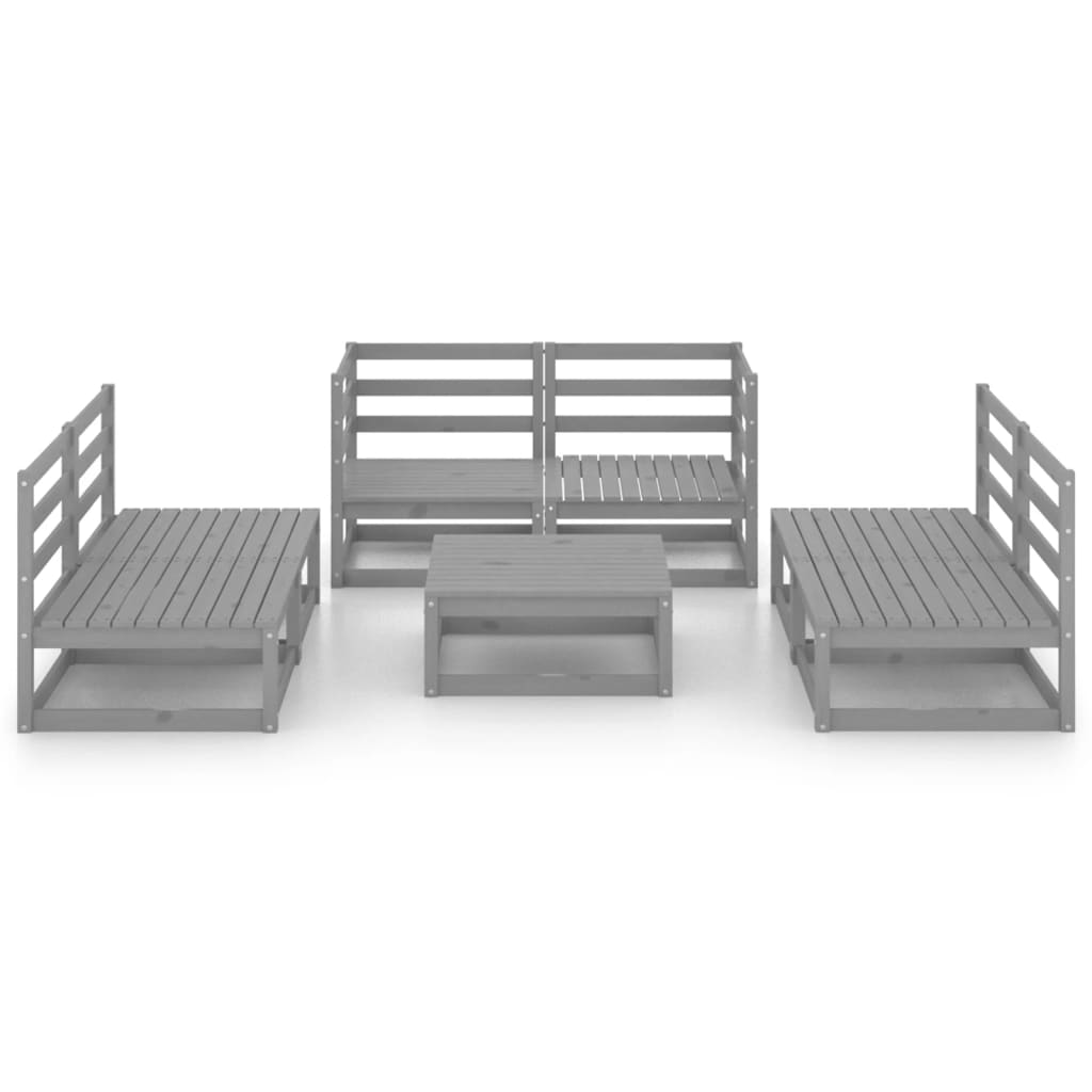 

vidaXL 7-delige Loungeset massief grenenhout grijs