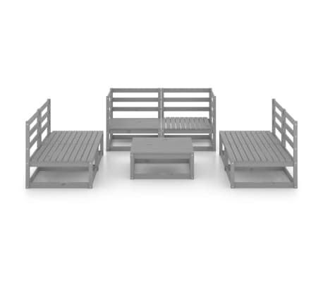 vidaXL Sodo poilsio baldų komplektas, 7 dalių, pilkas, pu&scaron;ies masyvas