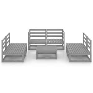 vidaXL Sodo poilsio baldų komplektas, 7 dalių, pilkas, pu&scaron;ies masyvas