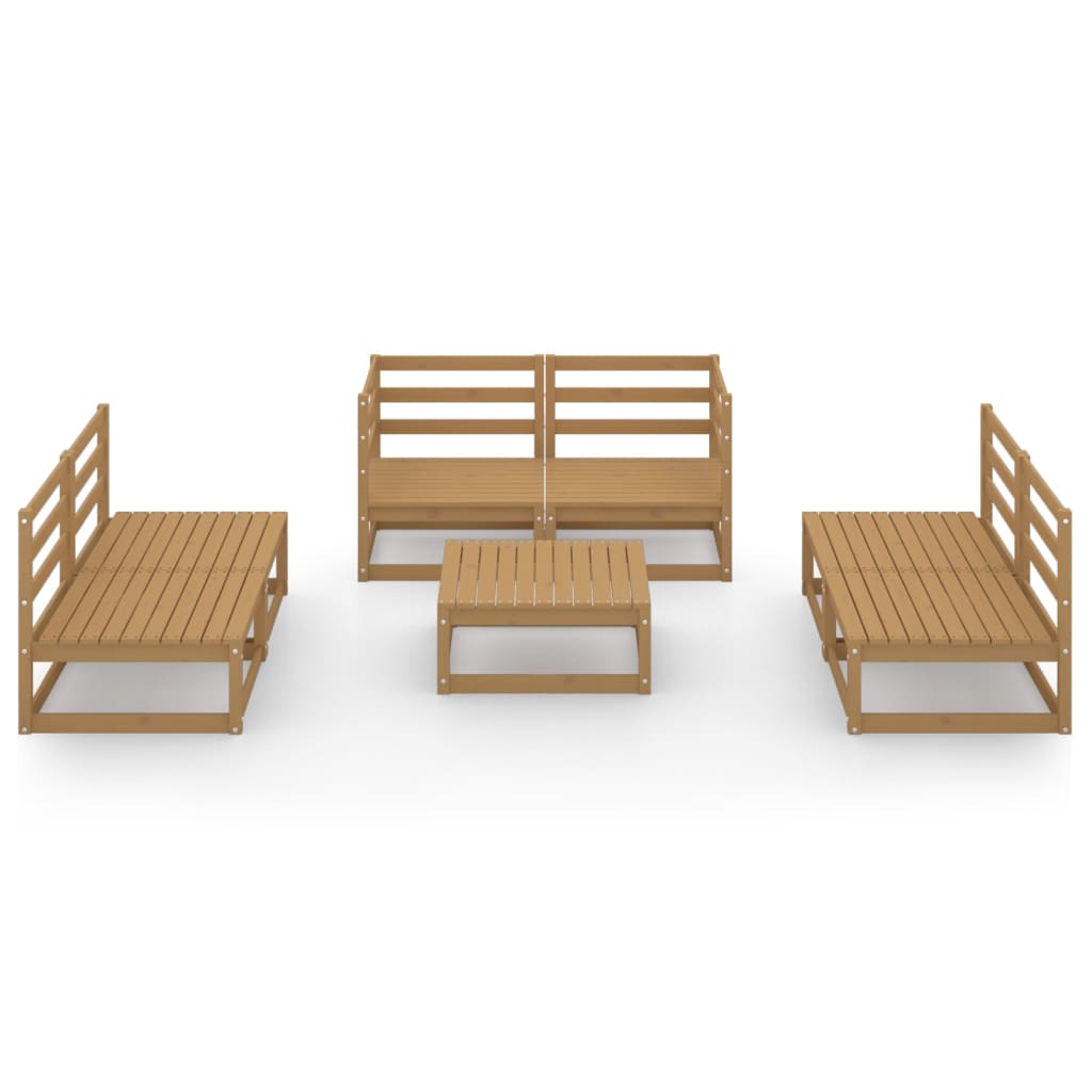 

vidaXL 7-delige Loungeset massief grenenhout honingbruin