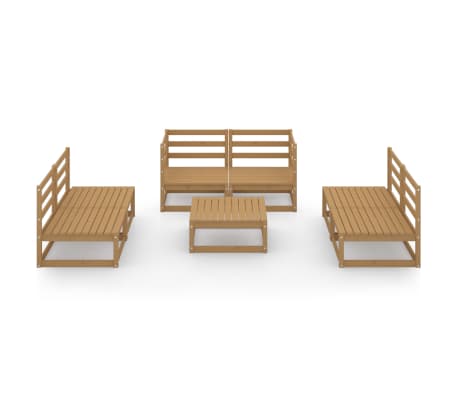 vidaXL Salon de jardin 7 pcs marron miel bois de pin massif