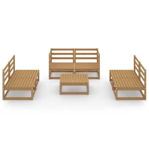 vidaXL Salon de jardin 7 pcs marron miel bois de pin massif