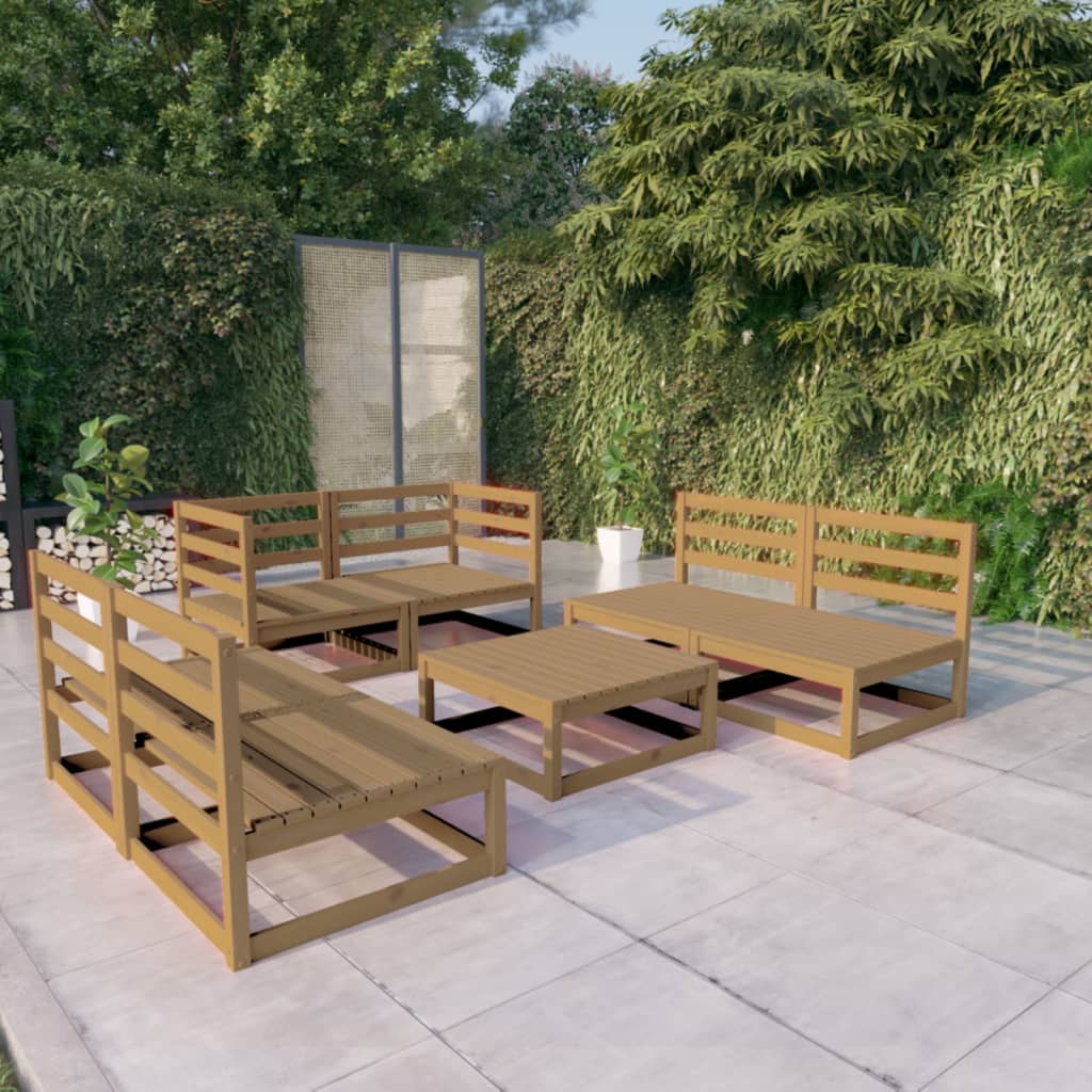 vidaXL 7-tlg. Garten-Lounge-Set Honigbraun Massivholz Kiefer