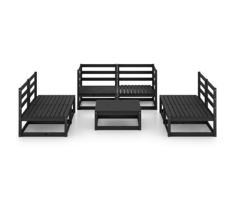 vidaXL 7-tlg. Garten-Lounge-Set Schwarz Massivholz Kiefer